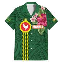 Manu'a Cession Day 120th Anniversary Family Matching Mermaid Dress and Hawaiian Shirt Polynesian Pattern and Hibiscus Flower LT03 Dad's Shirt - Short Sleeve Green - Polynesian Pride