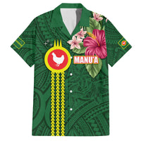 Manu'a Cession Day 120th Anniversary Family Matching Off The Shoulder Long Sleeve Dress and Hawaiian Shirt Polynesian Pattern and Hibiscus Flower LT03 Dad's Shirt - Short Sleeve Green - Polynesian Pride
