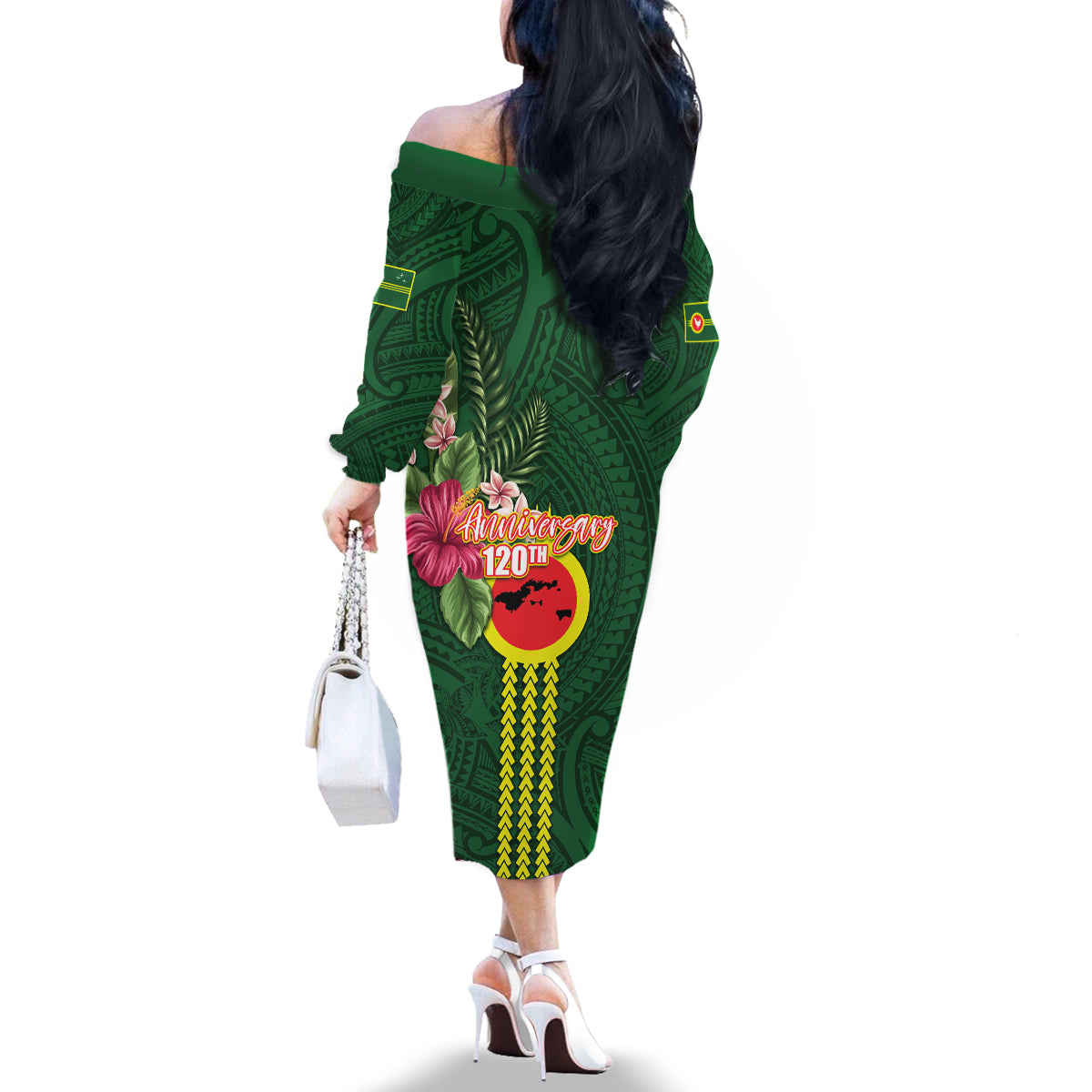 Manu'a Cession Day 120th Anniversary Family Matching Off The Shoulder Long Sleeve Dress and Hawaiian Shirt Polynesian Pattern and Hibiscus Flower LT03 - Polynesian Pride