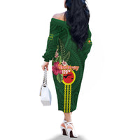 Manu'a Cession Day 120th Anniversary Family Matching Off The Shoulder Long Sleeve Dress and Hawaiian Shirt Polynesian Pattern and Hibiscus Flower LT03 - Polynesian Pride