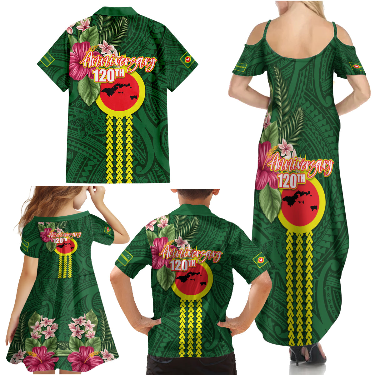 Manu'a Cession Day 120th Anniversary Family Matching Summer Maxi Dress and Hawaiian Shirt Polynesian Pattern and Hibiscus Flower LT03 - Polynesian Pride