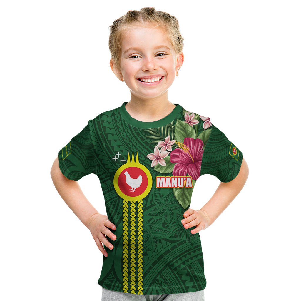 Manu'a Cession Day 120th Anniversary Kid T Shirt Polynesian Pattern and Hibiscus Flower