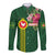 Manu'a Cession Day 120th Anniversary Long Sleeve Button Shirt Polynesian Pattern and Hibiscus Flower
