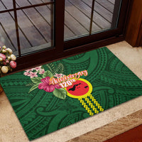 Manu'a Cession Day 120th Anniversary Rubber Doormat Polynesian Pattern and Hibiscus Flower