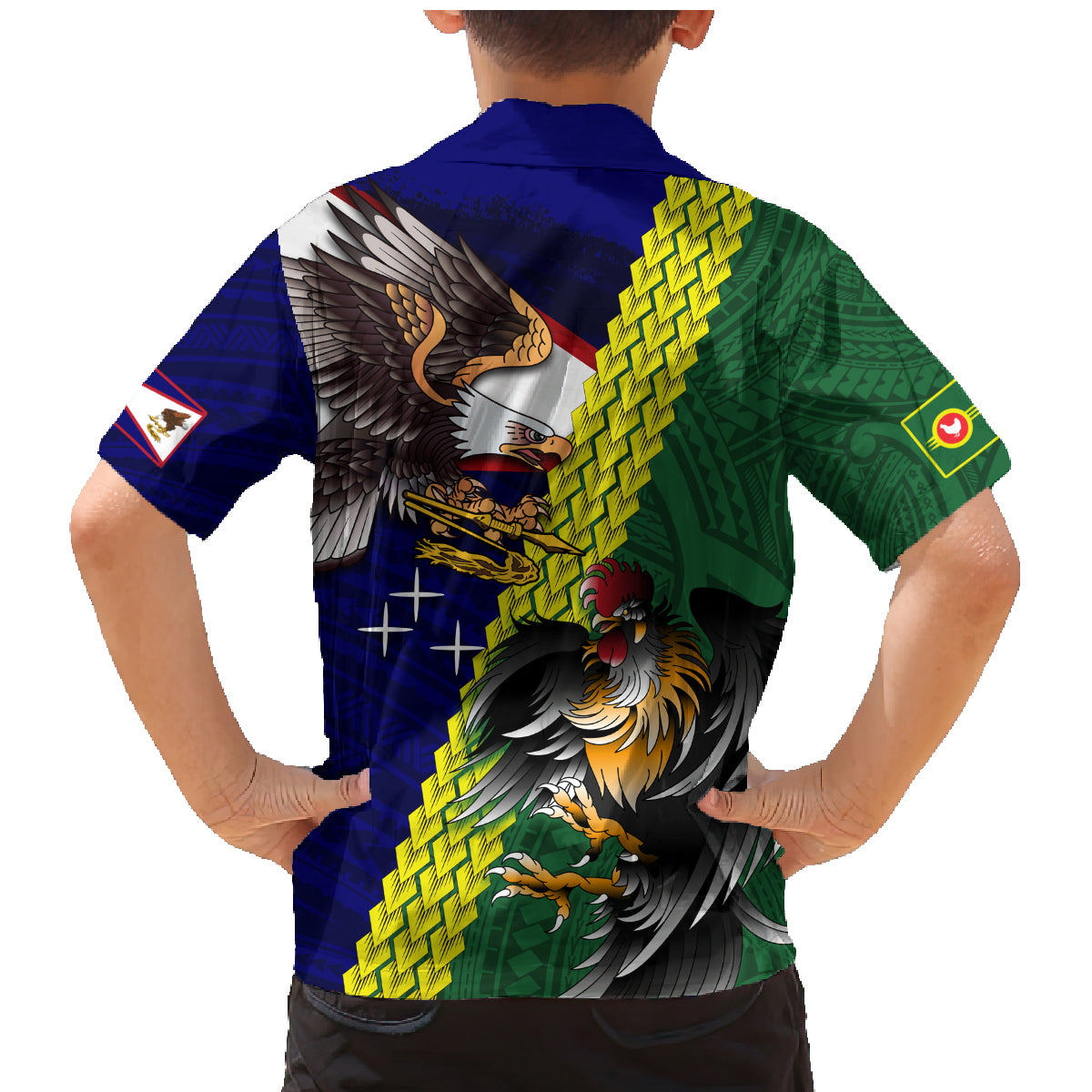 Manu'a Island and American Samoa Family Matching Mermaid Dress and Hawaiian Shirt Rooster and Eagle Mascot LT03 - Polynesian Pride