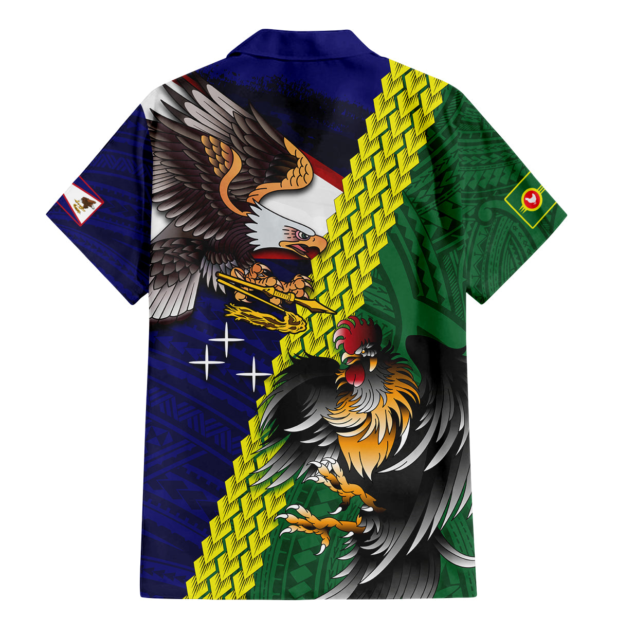 Manu'a Island and American Samoa Family Matching Mermaid Dress and Hawaiian Shirt Rooster and Eagle Mascot LT03 - Polynesian Pride