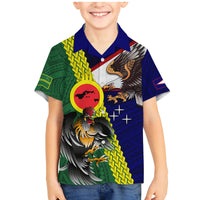 Manu'a Island and American Samoa Family Matching Mermaid Dress and Hawaiian Shirt Rooster and Eagle Mascot LT03 Son's Shirt Green - Polynesian Pride