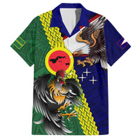 Manu'a Island and American Samoa Family Matching Short Sleeve Bodycon Dress and Hawaiian Shirt Rooster and Eagle Mascot LT03 Dad's Shirt - Short Sleeve Green - Polynesian Pride