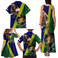 Manu'a Island and American Samoa Family Matching Tank Maxi Dress and Hawaiian Shirt Rooster and Eagle Mascot LT03 - Polynesian Pride