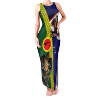Manu'a Island and American Samoa Family Matching Tank Maxi Dress and Hawaiian Shirt Rooster and Eagle Mascot LT03 Mom's Dress Green - Polynesian Pride