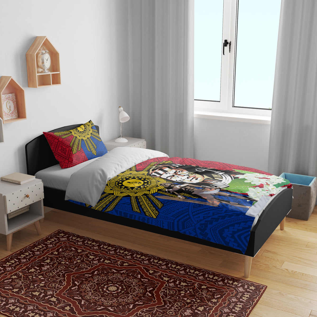 Philippines Lapu-Lapu Bedding Set Filipino Sun Tattoo With Yakan Pattern