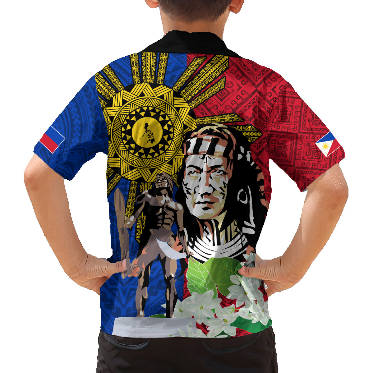 Philippines Lapu-Lapu Family Matching Long Sleeve Bodycon Dress and Hawaiian Shirt Filipino Sun Tattoo With Yakan Pattern LT03 - Polynesian Pride