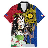 Philippines Lapu-Lapu Family Matching Mermaid Dress and Hawaiian Shirt Filipino Sun Tattoo With Yakan Pattern LT03 Dad's Shirt - Short Sleeve Red - Polynesian Pride