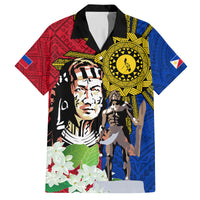 Philippines Lapu-Lapu Family Matching Off The Shoulder Long Sleeve Dress and Hawaiian Shirt Filipino Sun Tattoo With Yakan Pattern LT03 Dad's Shirt - Short Sleeve Red - Polynesian Pride