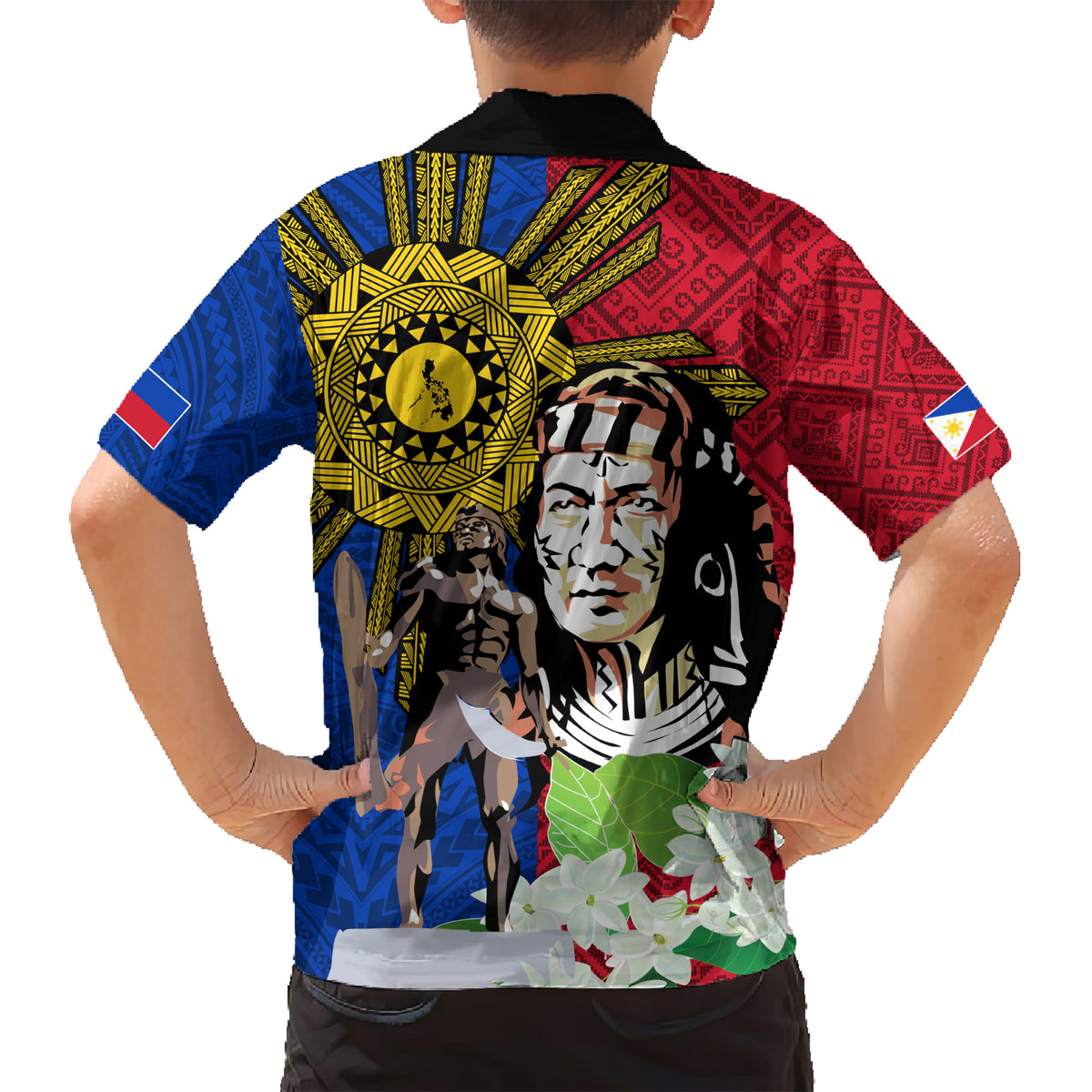 Philippines Lapu-Lapu Kid Hawaiian Shirt Filipino Sun Tattoo With Yakan Pattern