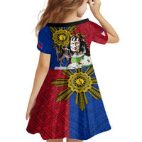 Philippines Lapu-Lapu Kid Short Sleeve Dress Filipino Sun Tattoo With Yakan Pattern