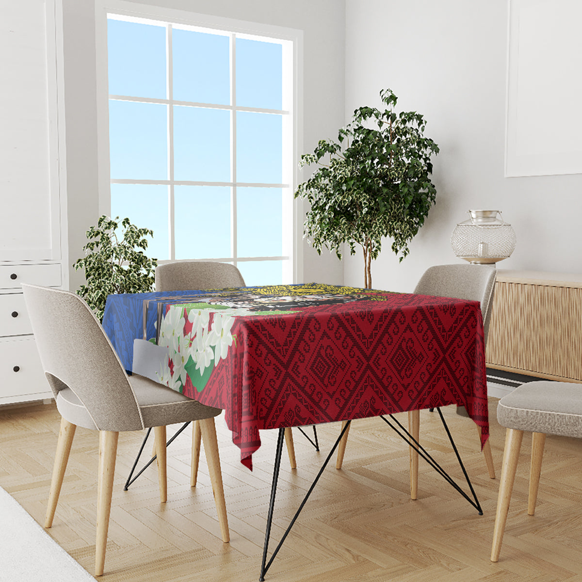 Philippines Lapu-Lapu Tablecloth Filipino Sun Tattoo With Yakan Pattern