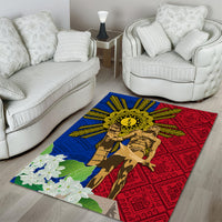 Philippines Lapu Lapu King Jasmine Flowers Area Rug Filipino Sun Tattoo