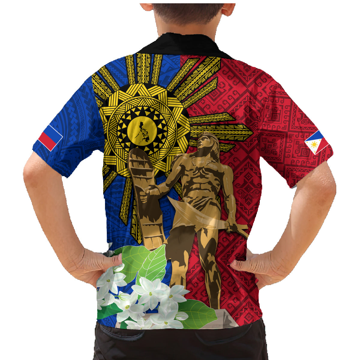 Philippines Lapu Lapu King Jasmine Flowers Family Matching Mermaid Dress and Hawaiian Shirt Filipino Sun Tattoo LT03 - Polynesian Pride