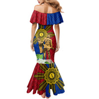 Philippines Lapu Lapu King Jasmine Flowers Family Matching Mermaid Dress and Hawaiian Shirt Filipino Sun Tattoo LT03 - Polynesian Pride