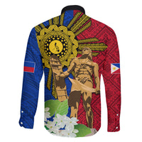 Philippines Lapu Lapu King Jasmine Flowers Family Matching Off Shoulder Maxi Dress and Hawaiian Shirt Filipino Sun Tattoo LT03 - Polynesian Pride