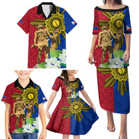 Philippines Lapu Lapu King Jasmine Flowers Family Matching Puletasi and Hawaiian Shirt Filipino Sun Tattoo LT03 - Polynesian Pride