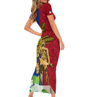 Philippines Lapu Lapu King Jasmine Flowers Family Matching Short Sleeve Bodycon Dress and Hawaiian Shirt Filipino Sun Tattoo LT03 - Polynesian Pride