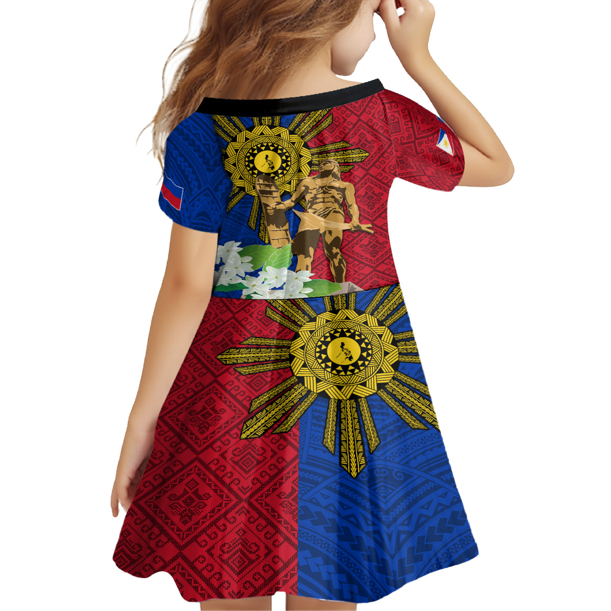 Philippines Lapu Lapu King Jasmine Flowers Family Matching Summer Maxi Dress and Hawaiian Shirt Filipino Sun Tattoo LT03 - Polynesian Pride