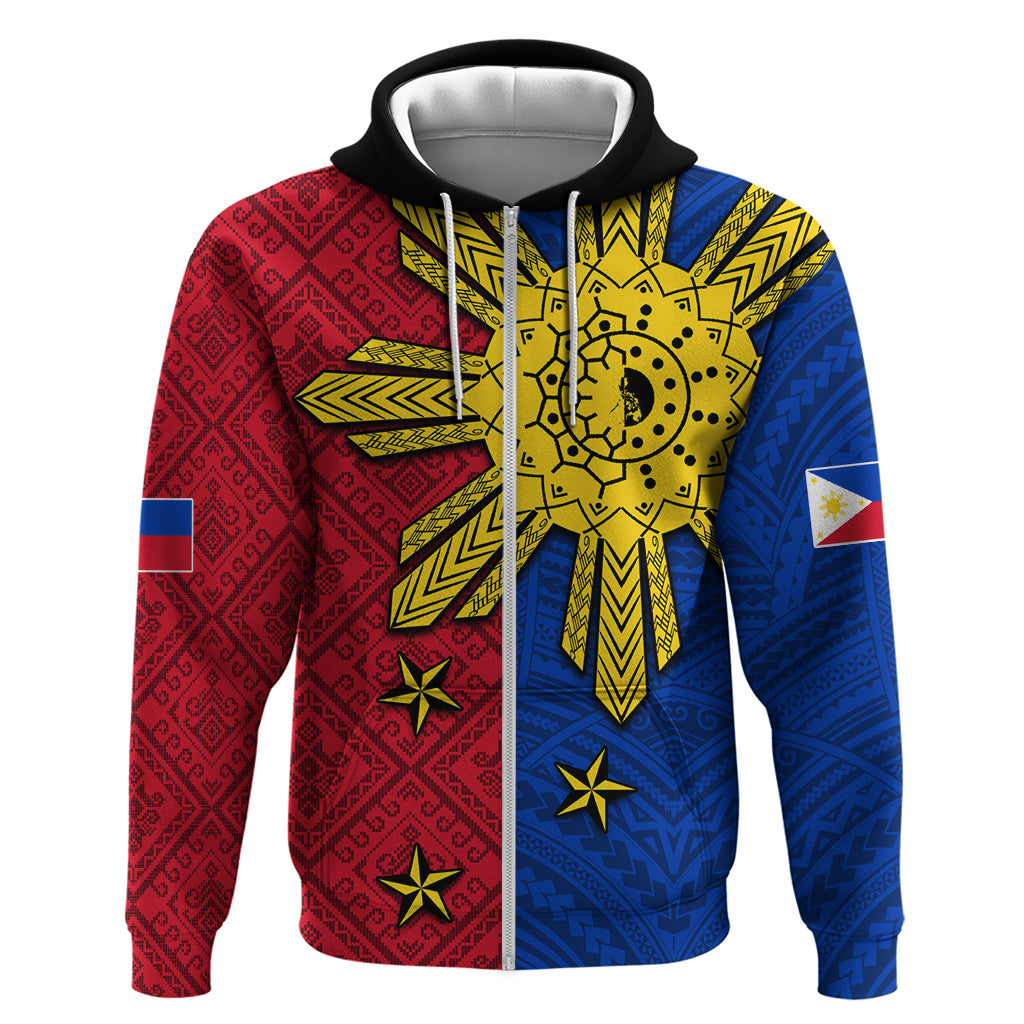 Philippines Sun Batok Tattoo Hoodie Polynesian and Yakan Pattern