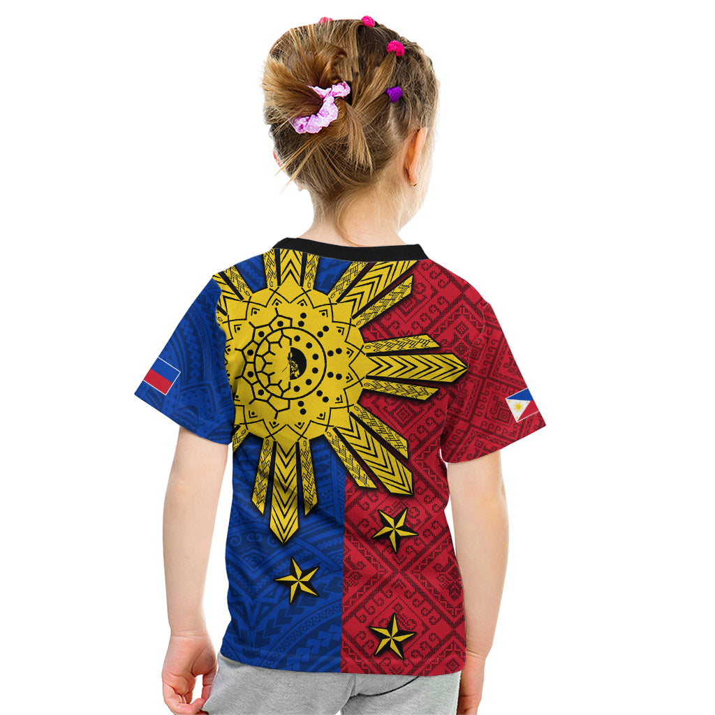 Philippines Sun Batok Tattoo Kid T Shirt Polynesian and Yakan Pattern