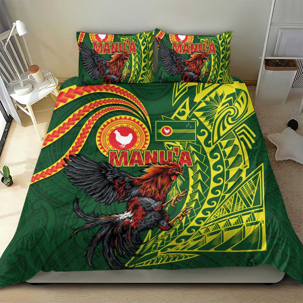 Proud of Manu'a Islands Bedding Set Rooster and Polynesian Art Wing Style