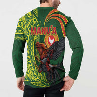 Proud of Manu'a Islands Button Sweatshirt Rooster and Polynesian Art Wing Style