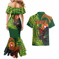 Proud of Manu'a Islands Couples Matching Mermaid Dress and Hawaiian Shirt Rooster and Polynesian Art Wing Style LT03 - Polynesian Pride