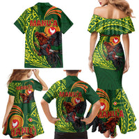 Proud of Manu'a Islands Family Matching Mermaid Dress and Hawaiian Shirt Rooster and Polynesian Art Wing Style LT03 - Polynesian Pride