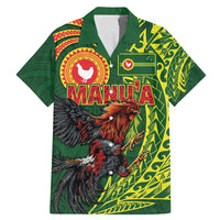 Proud of Manu'a Islands Family Matching Mermaid Dress and Hawaiian Shirt Rooster and Polynesian Art Wing Style LT03 Dad's Shirt - Short Sleeve Green - Polynesian Pride