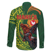 Proud of Manu'a Islands Family Matching Off Shoulder Short Dress and Hawaiian Shirt Rooster and Polynesian Art Wing Style LT03 - Polynesian Pride
