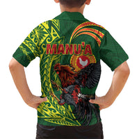 Proud of Manu'a Islands Family Matching Short Sleeve Bodycon Dress and Hawaiian Shirt Rooster and Polynesian Art Wing Style LT03 - Polynesian Pride