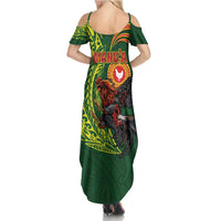 Proud of Manu'a Islands Family Matching Summer Maxi Dress and Hawaiian Shirt Rooster and Polynesian Art Wing Style LT03 - Polynesian Pride