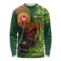 Proud of Manu'a Islands Long Sleeve Shirt Rooster and Polynesian Art Wing Style