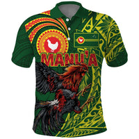 Proud of Manu'a Islands Polo Shirt Rooster and Polynesian Art Wing Style
