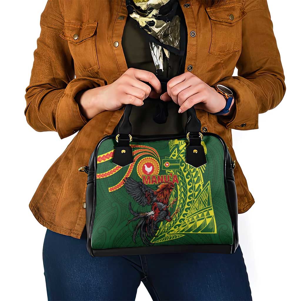 Proud of Manu'a Islands Shoulder Handbag Rooster and Polynesian Art Wing Style