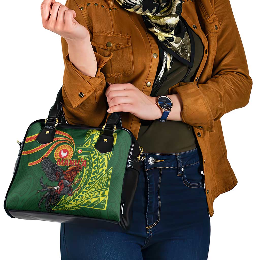 Proud of Manu'a Islands Shoulder Handbag Rooster and Polynesian Art Wing Style