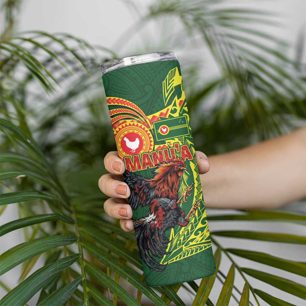 Proud of Manu'a Islands Skinny Tumbler Rooster and Polynesian Art Wing Style LT03 - Polynesian Pride