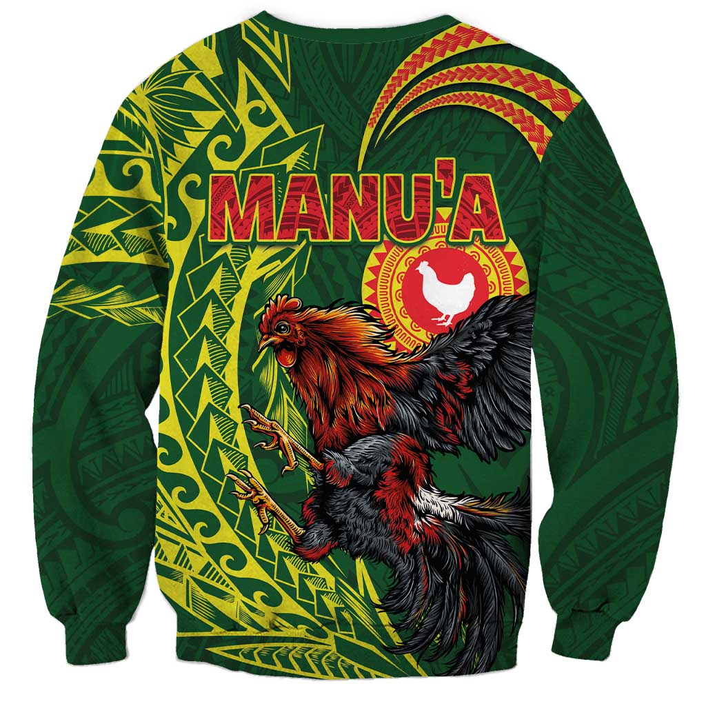 Proud of Manu'a Islands Sweatshirt Rooster and Polynesian Art Wing Style