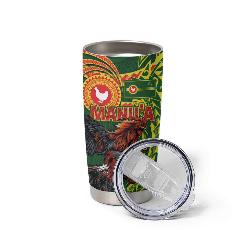 Proud of Manu'a Islands Tumbler Cup Rooster and Polynesian Art Wing Style