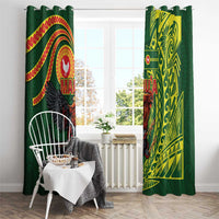 Proud of Manu'a Islands Window Curtain Rooster and Polynesian Art Wing Style