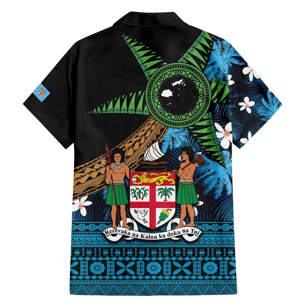 Fiji Day Family Matching Long Sleeve Bodycon Dress and Hawaiian Shirt Palm Tree With Plumeria Tapa Tribal Pattern LT03 - Polynesian Pride