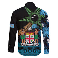Fiji Day Family Matching Off The Shoulder Long Sleeve Dress and Hawaiian Shirt Palm Tree With Plumeria Tapa Tribal Pattern LT03 - Polynesian Pride