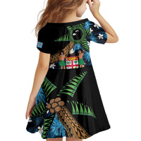 Fiji Day Family Matching Off Shoulder Short Dress and Hawaiian Shirt Palm Tree With Plumeria Tapa Tribal Pattern
