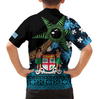 Fiji Day Family Matching Tank Maxi Dress and Hawaiian Shirt Palm Tree With Plumeria Tapa Tribal Pattern LT03 - Polynesian Pride
